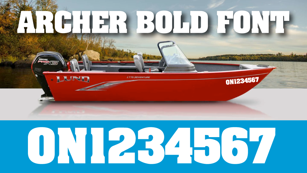 3 inch ARCHER BOLD font Watercraft numbers | with FREE squeegee