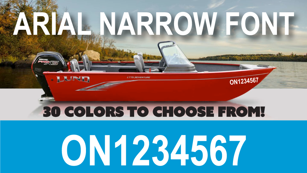 3 inch ARIAL NARROW font Watercraft numbers | with FREE squeegee