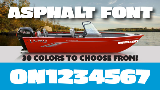 3 inch ASPHALT font Watercraft numbers | with FREE squeegee