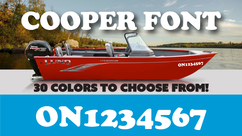 3 inch COOPER font Watercraft numbers | with FREE squeegee