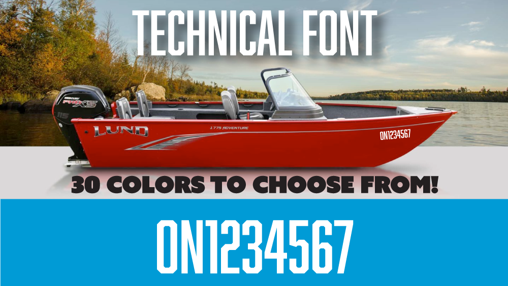 3 inch TECHNICAL font Watercraft numbers | with FREE squeegee